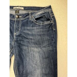 ZCO Jeans Denim Pants Womens 13 Blue Dark Wash Angel Wing Sequin Flare Low Rise